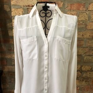 White long sleeve blouse, Express